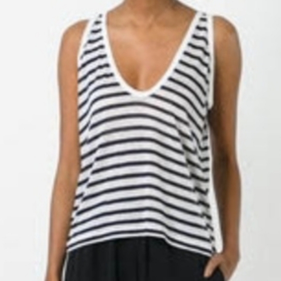 T by Alexander Wang Preppy Coastal Cool linen blend stripe tank medium - Picture 1 of 8